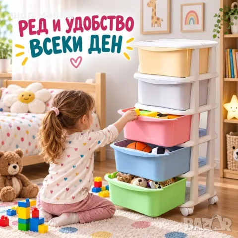 Мобилен пластмасов стелаж с 5 чекмеджета, снимка 2 - Мебели за детската стая - 56128159