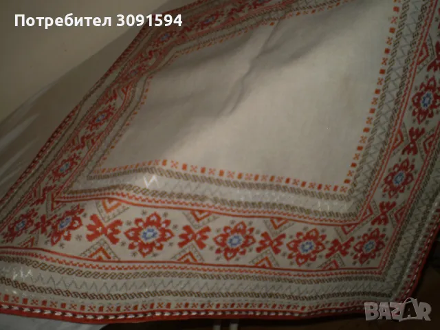 Бродирана ленена покривка Българска шевица ръчна бродерия, снимка 8 - Антикварни и старинни предмети - 47938396