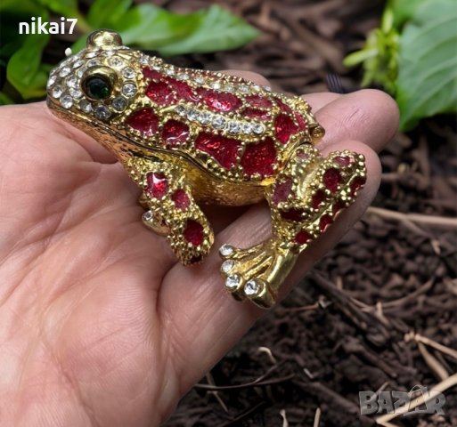 кутия за бижута луксозен сувенир костенурка жаба с камъни украса, снимка 3 - Други - 41769703