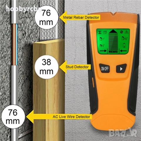 Цифров скенер за стена, детектор за дърво, метали, кабели
