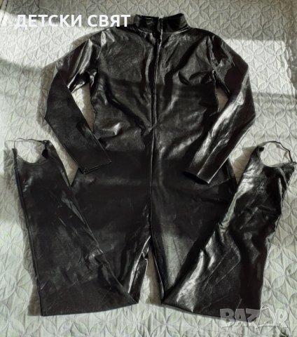 Еротичен дълъг  гащеризон / боди с кожен / лачен ефект , снимка 2 - Гащеризони - 42654365