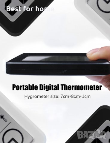 Цифров часовник, термо/хигрометър, малък,тънък, стоящ часовник, подвижна стойка,ЧЕРЕН, снимка 3 - Друга електроника - 40007442