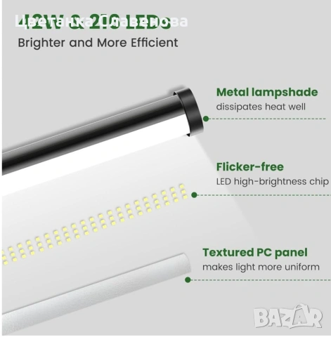 Пълноспектърна LED лампа за отглеждане на растения Wolezek, 1.2/1.4 м, 42 W 6000 K, снимка 3 - Лед осветление - 53200777