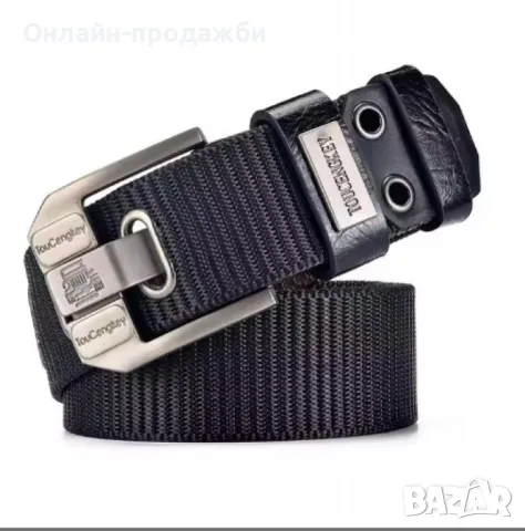 Мъжки колан от плат с метална сплав – дизайнерски, здрав и стилен, снимка 2 - Колани - 50181584