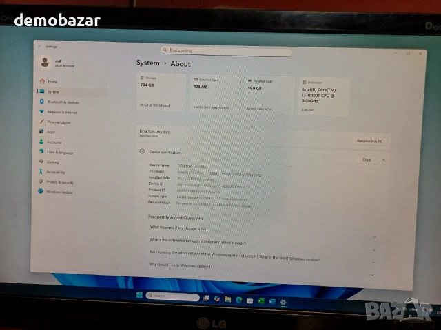 Dell Micro PC i3-10100T/16GB DDR4/256GB SSD NVme + 500GB HDD/WiFi, снимка 4 - Работни компютри - 53234218