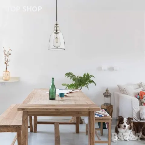 Phansthy Ретро висяща лампа с 2 м регулируема платнена тел, прозрачно стъкло, за E27 Edison крушки, снимка 3 - Лампи за таван - 49693487