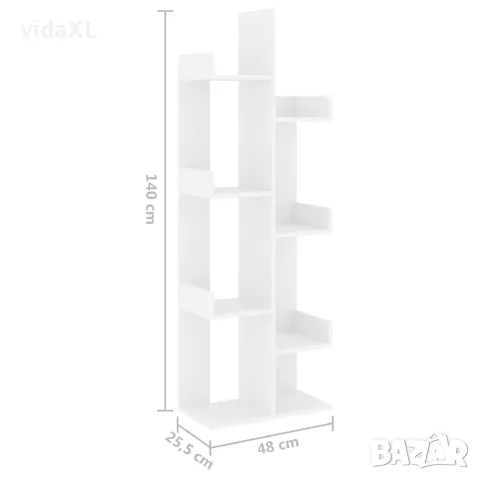 vidaXL Библиотека, бяла, 48x25,5x140 см, инженерно дърво, снимка 8 - Ракли - 56147878