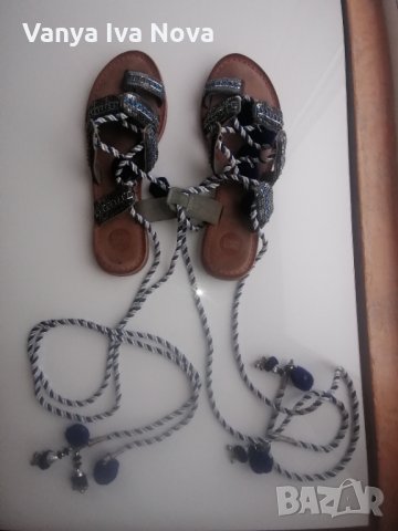 Уникални Gioseppo сандали с пискюли + подарък блузка в подходящо синьо, снимка 10 - Сандали - 35957507