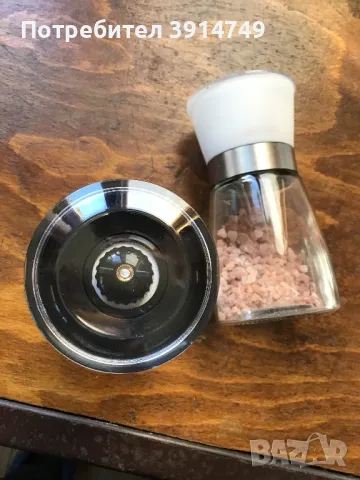 Комплект мелнички за сол / пипер, керамични колела, стъклен корпус, горна част от стомана /пластмаса, снимка 2 - Други - 47864800