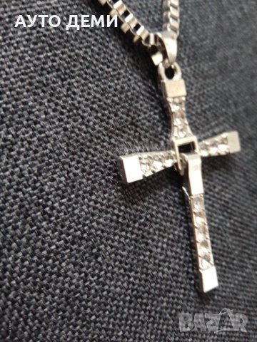 Нов ланец синджир с кръст с камъчета цирконии копие на този носен от Вин Дизел от филма Бързи и ярос, снимка 3 - Аксесоари и консумативи - 40537255