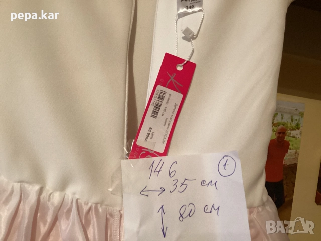 НОВА С етикет Детска рокличка 146 с къс ръкав официална, снимка 5 - Детски рокли и поли - 52647944