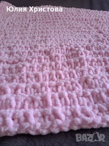 Ръчно плетено меко бебешко одеало от мерино вълна - 90 х 90 размер, снимка 13 - Спално бельо и завивки - 41806802