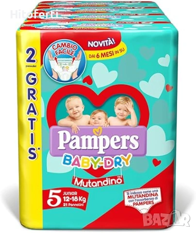 Пелени Pampers Baby Dry Mutandino Junior размер 5 12-18 кг 108 бр., снимка 4 - Пелени, памперси - 53771307