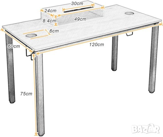 Офис бюро / Геймърско бюро  AC14LB-UK, снимка 2 - Бюра - 42106706