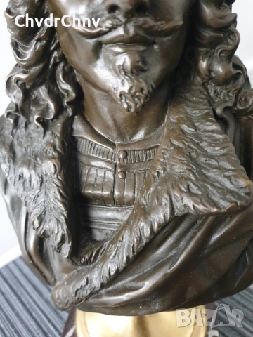 29см-3кг Belleuse статуетка/френска бронзова скулптура/фигура-бюст на Рембранд, снимка 5 - Статуетки - 52724476