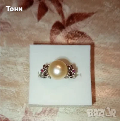 Сребърен Дамски Пръстен с Перла и Цирконий Нов , снимка 7 - Пръстени - 50496127