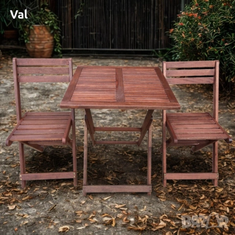 Градински комплект Kreta Muhler Meranti - 3 части, дърво, снимка 4 - Маси - 53642555