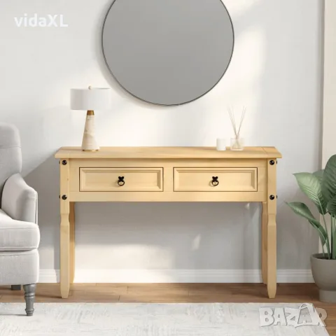 vidaXL Конзолна маса "Corona" 115x46x73 см борово дърво масив, снимка 3 - Маси - 56147393