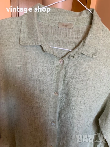 Ленена туника( тип риза) в цвят резеда, снимка 10 - Рокли - 53866063