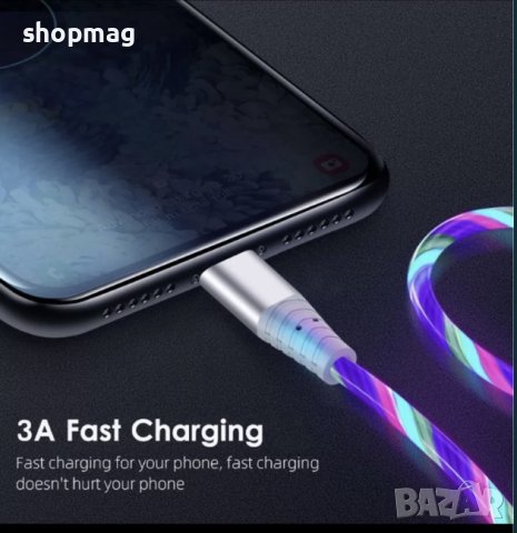 Кабел за бързо зареждане с LED осветление iPhone/Type-C/Micro Usb, снимка 10 - USB кабели - 40491462