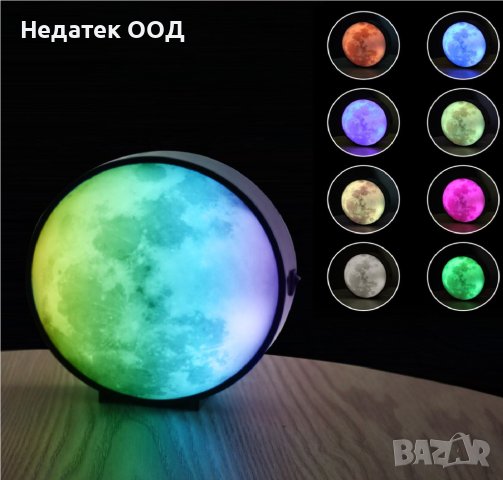 USB лампа, Луна, Сменяща светлина, 15x4,5 см, снимка 2 - Други - 41942981