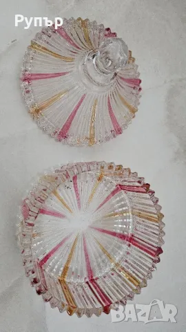 Цветна кристална захарничка, снимка 4 - Антикварни и старинни предмети - 49334501