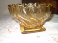 Винтидж арт деко 1930 стъклена купа кехлибарен цвят , снимка 2