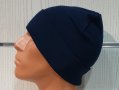 Нова зимна шапка с подгъв в тъмносин цвят, снимка 4