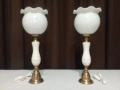 Комплект от две порцеланови лампи с бели стъклени абажури, снимка 1