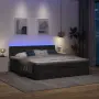 vidaXL Османска легло с матрак и LED, черно, 180x200 см, плат, снимка 3