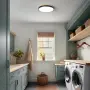 Нова лампа Кръгъл LED Плафон 30 см 24W 4000K Черен Дървен Таванен Осветител стая хол, снимка 4