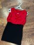 Къса рокля в червено и черно , снимка 1 - Рокли - 44585635