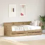 vidaXL Легло-диван с чекмедже Дъб 100 x 200 cm Инженерна дървесина, снимка 2