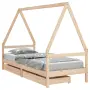 vidaXL Детска рамка за легло с чекмеджета, 90x190 см, бор масив, снимка 1