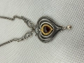 Сребърно колие с гранат и позлата - Ар Деко. №7774, снимка 7