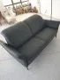 Немски кожен диван за офис/двойка-черна естесвена кожа/регулиращи седалки-подлакътници 200x115x95см, снимка 2