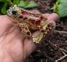 кутия за бижута луксозен сувенир костенурка жаба с камъни украса, снимка 3