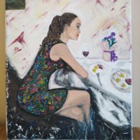 Картина " Жената " с маслени бои и акрил, снимка 4 - Картини - 41374241
