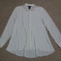 Бяла шифонена риза с интересен разширен удължен гръб, снимка 6 - Ризи - 41554701