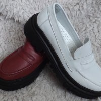 Oбувки, естествена кожа, бели и бордо, код 543/ББ1/89, снимка 2 - Дамски ежедневни обувки - 40375892