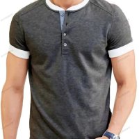 Мъжка класическа Henley тениска с къс ръкав, 6цвята - 023, снимка 4 - Тениски - 41492117