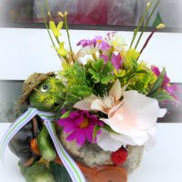 Костенурка с пролетни цветя, снимка 3 - Подаръци за рожден ден - 35966991