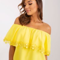 XL НОВА Жълта испанска рокля с жабо, снимка 5 - Рокли - 41902629