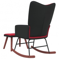 Люлеещ стол с табуретка, виненочервен, кадифе и PVC, снимка 4 - Столове - 36084076