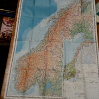Норвегия физико географска карта М 1:2000 000 размер 62см/85см, снимка 1 - Други - 34018244
