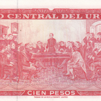 100 песо 1967, Уругвай, снимка 2 - Нумизматика и бонистика - 36272521