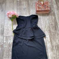 Мини черна тип бюстие  елегантна коктейлна парти рокля пеплум , снимка 6 - Рокли - 37274592
