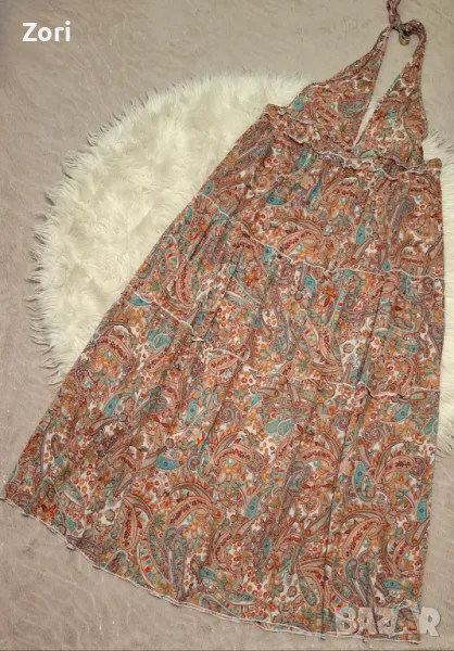 НЕВЕРОЯТНО КРАСИВА дълга плажна рокля на волани с отворен гръб , снимка 1