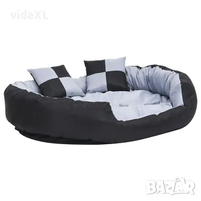 vidaXL Реверсивно и миещо се кучешко легло, сиво и черно, 110x80x23 см（SKU:171209）, снимка 1