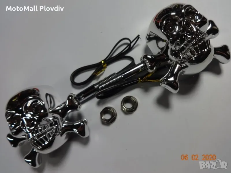 Мигачи за мотор череп чопър мотоциклет мото рокер нови, снимка 1